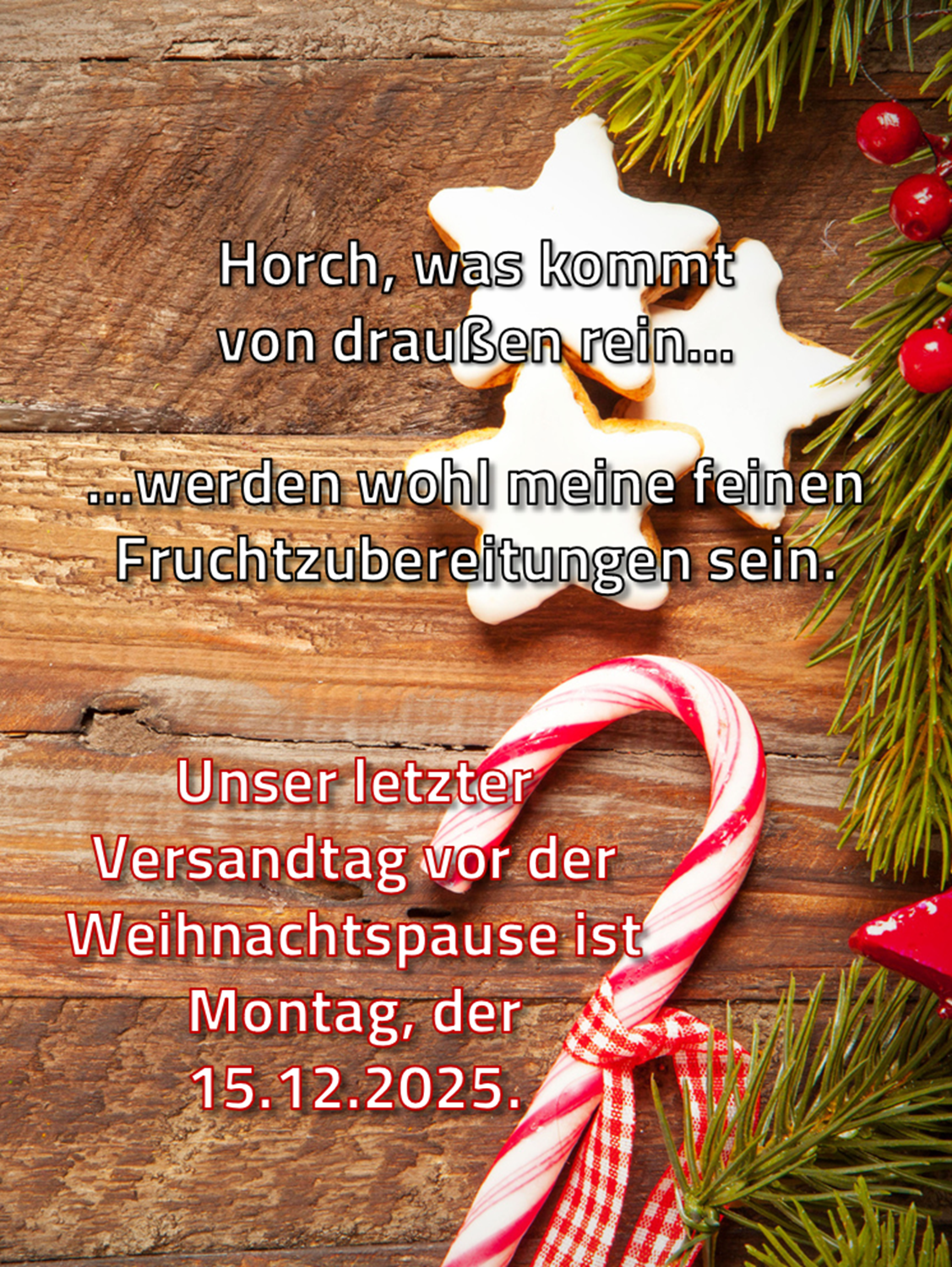 15.12. Letzter Versandtag vor Weihnachten